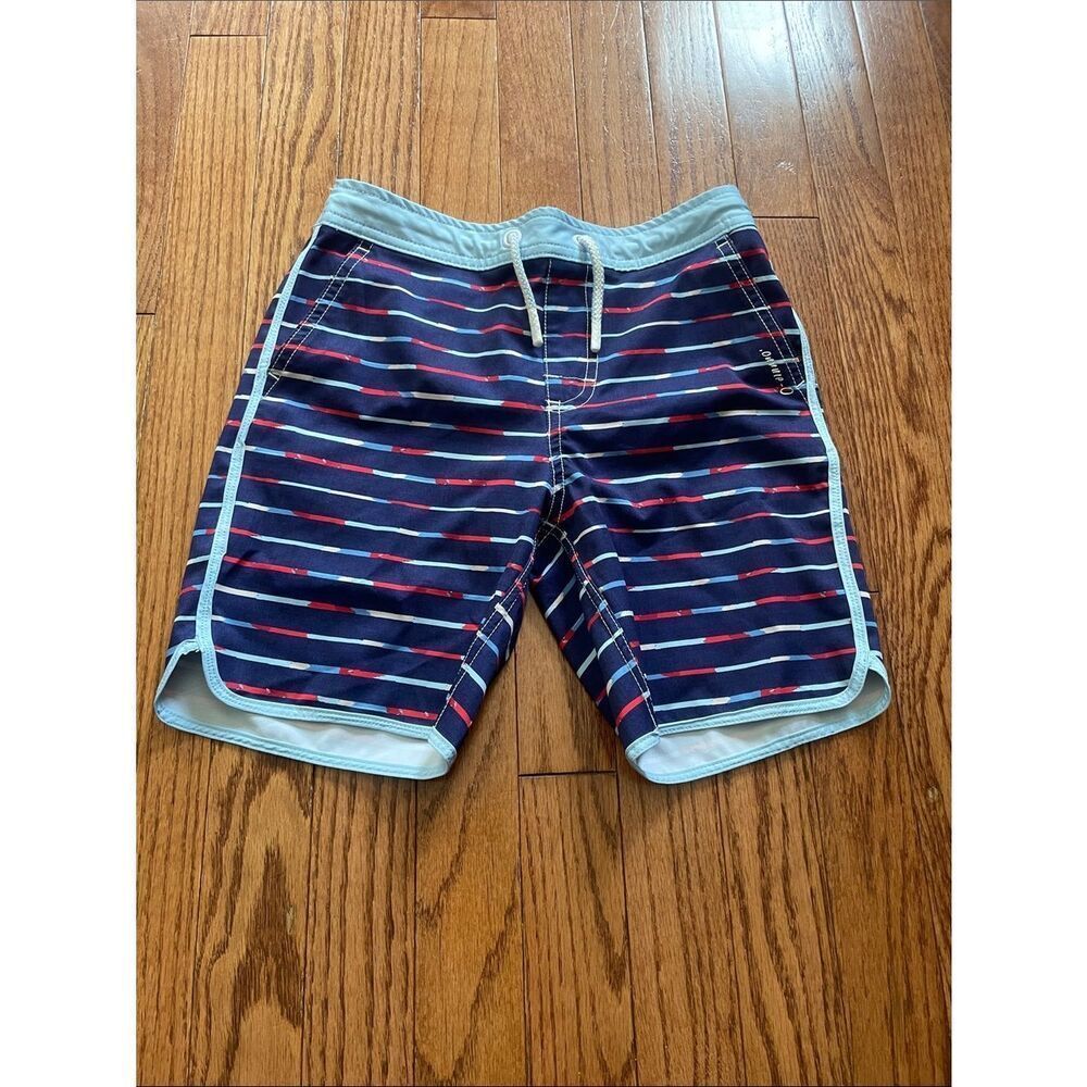 johnnie-O Blue Red Striped Swim Shorts Boy’s Sz 8